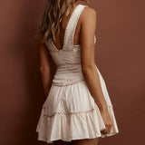 Charis Braided Trim Mini Dress Textured Beige