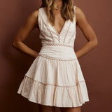 Charis Braided Trim Mini Dress Textured Beige