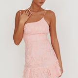 Lilah One Shoulder Embellished Dress Blush