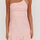 Lilah One Shoulder Embellished Dress Blush