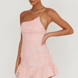 Lilah One Shoulder Embellished Dress Blush