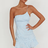 Lilah One Shoulder Embellished Dress Steel Blue