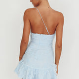 Lilah One Shoulder Embellished Dress Steel Blue