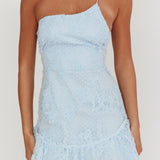 Lilah One Shoulder Embellished Dress Steel Blue