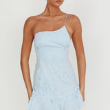 Lilah One Shoulder Embellished Dress Steel Blue