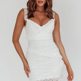 La Vida Frill Trim Mini Dress White