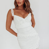 La Vida Frill Trim Mini Dress White