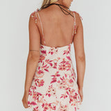 Jadyn Tied Shoulder Mini Dress Floral Cream
