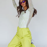 Juni Long Sleeve Low Back Mesh Bodysuit Tiger Lime
