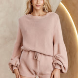 Weekend Balloon Sleeve Knit Romper Camel