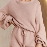 Weekend Balloon Sleeve Knit Romper Camel