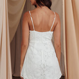 In My Dreams Lace Overlay Tie Bust Dress Floral White