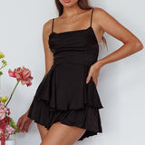 Well Versed Cowl Neck Flounce Romper Black