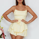 Well Versed Cowl Neck Flounce Romper Soft Yellow