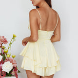 Well Versed Cowl Neck Flounce Romper Soft Yellow