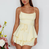 Well Versed Cowl Neck Flounce Romper Soft Yellow