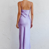 Well Versed Pleated Bust Front Split Dress Lavender