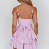 Well Versed Cowl Neck Flounce Romper Lavender