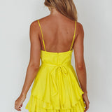 Well Versed Cowl Neck Flounce Romper Bright Yellow