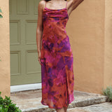 Well Versed Pleated Bust Front Split Dress Dark Rose
