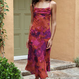 Well Versed Pleated Bust Front Split Dress Dark Rose
