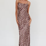 Well Versed Pleated Bust Maxi Dress Leopard
