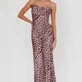 Well Versed Pleated Bust Maxi Dress Leopard