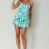Well Versed Cowl Neckline Flounce Romper Lily Green