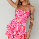 Well Versed Cowl Neckline Flounce Romper Lily Pink