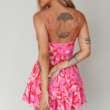 Well Versed Cowl Neckline Flounce Romper Lily Pink