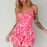 Well Versed Cowl Neckline Flounce Romper Lily Pink