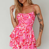 Well Versed Cowl Neckline Flounce Romper Lily Pink