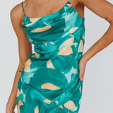 Well Versed Pleated Bust Front Split Dress Flora Green