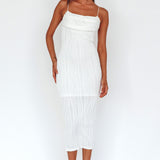 Well Versed Pleated Bust Textured Maxi Dress Off White