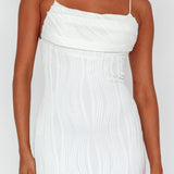 Well Versed Pleated Bust Textured Maxi Dress Off White