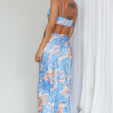 Well Versed Maxi Skirt Abstract Blue