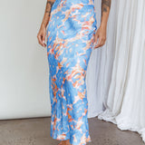 Well Versed Maxi Skirt Abstract Blue