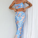 Well Versed Maxi Skirt Abstract Blue