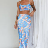 Well Versed Maxi Skirt Abstract Blue