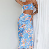 Well Versed Maxi Skirt Abstract Blue