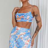 Well Versed Maxi Skirt Abstract Blue