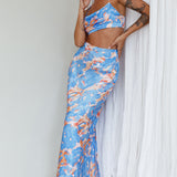 Well Versed Maxi Skirt Abstract Blue