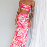 Well Versed Maxi Skirt Abstract Pink