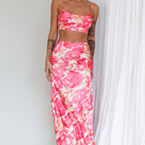 Well Versed Maxi Skirt Abstract Pink
