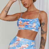 Well Versed Crop Top Abstract Blue