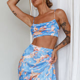 Well Versed Crop Top Abstract Blue
