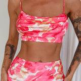 Well Versed Crop Top Abstract Pink