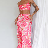 Well Versed Crop Top Abstract Pink