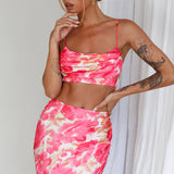 Well Versed Crop Top Abstract Pink