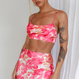 Well Versed Crop Top Abstract Pink